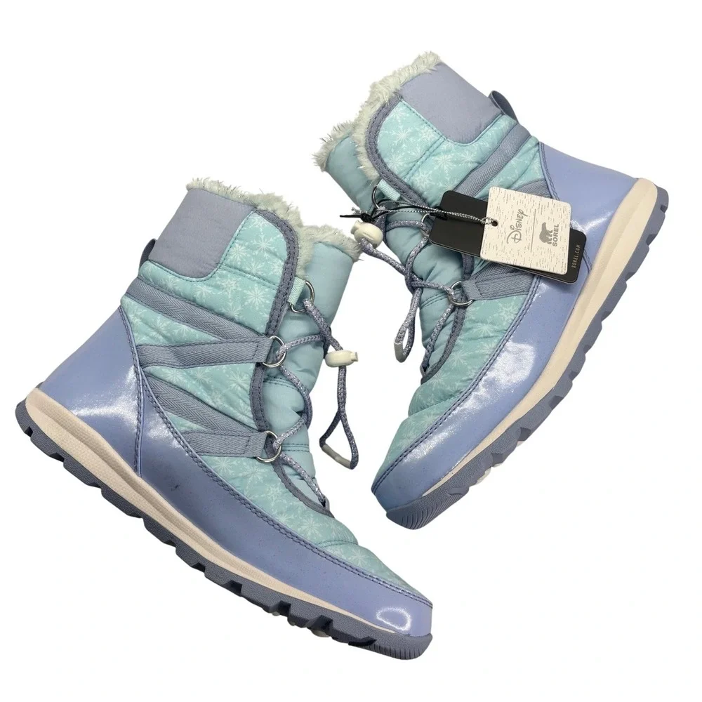 Disney X Sorel Frozen II Snow Boots Women‎ 7 Blue Waterproof Faux Fur LY3665-535